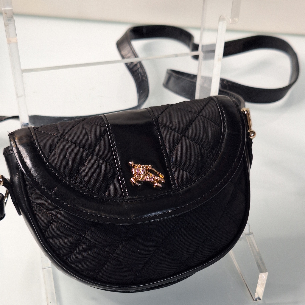 Burberrypatent Calfskin Quilted Mini Crossbody Bag Black